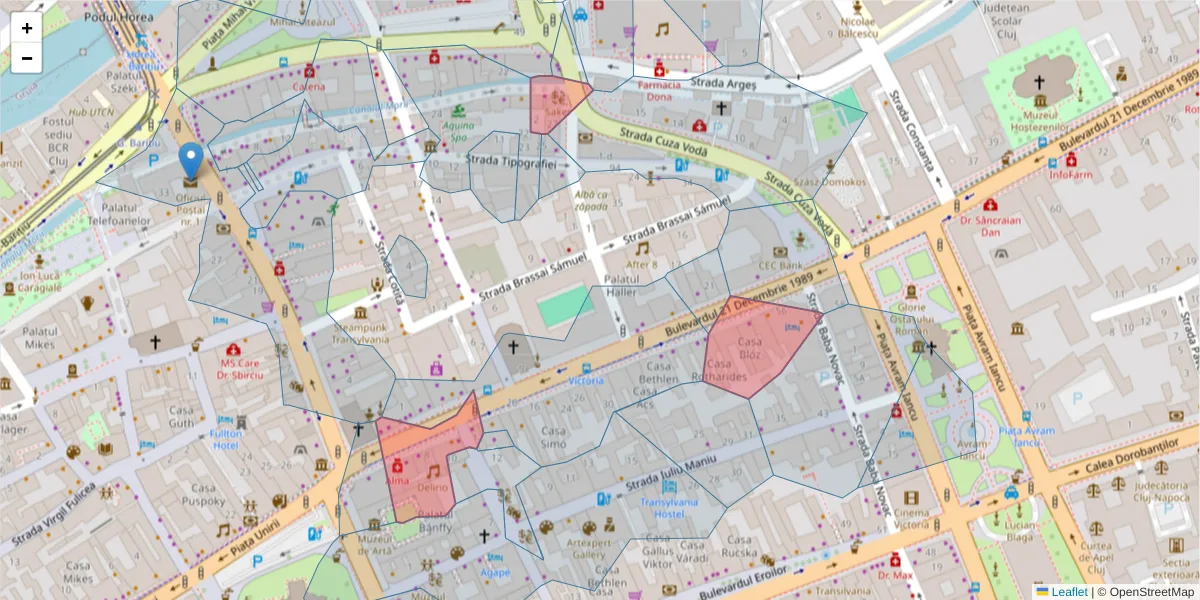 Hartă a codului poștal  și a codurilor poștale învecinate