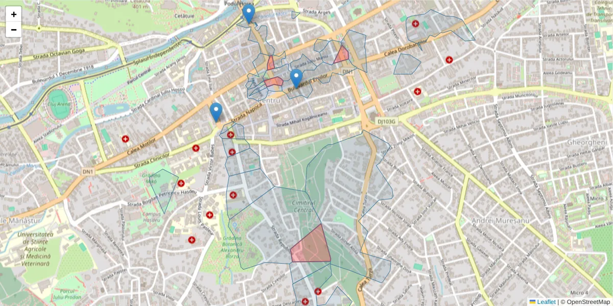 Hartă a codului poștal  și a codurilor poștale învecinate
