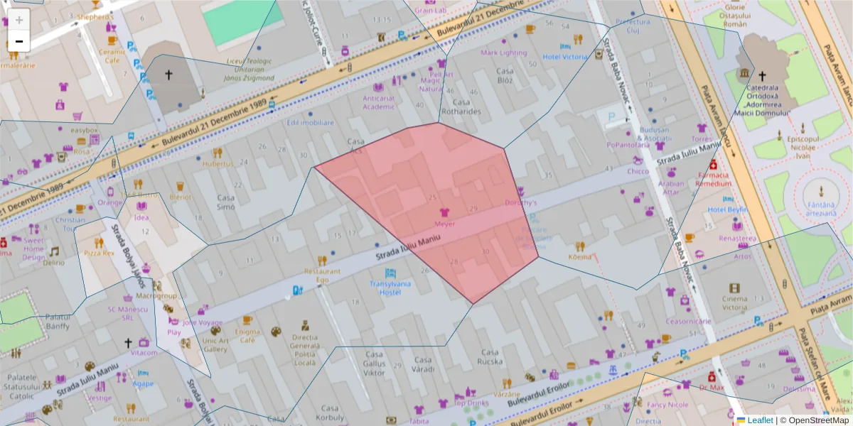 Hartă a codului poștal  și a codurilor poștale învecinate