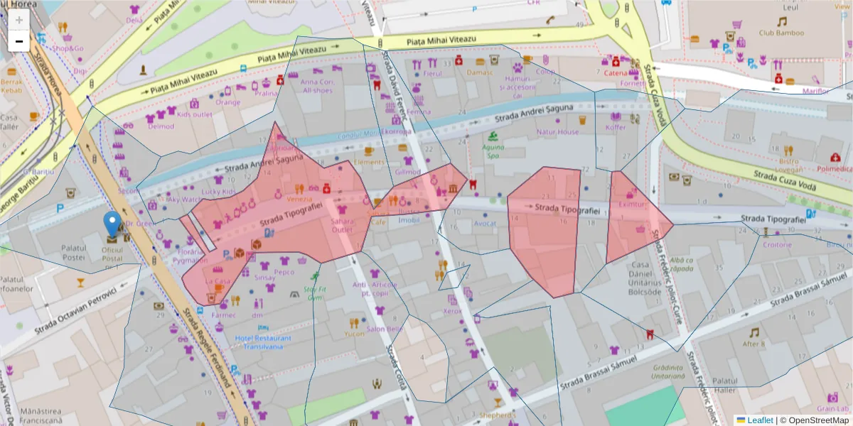 Hartă a codului poștal  și a codurilor poștale învecinate
