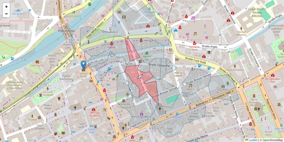 Hartă a codului poștal  și a codurilor poștale învecinate