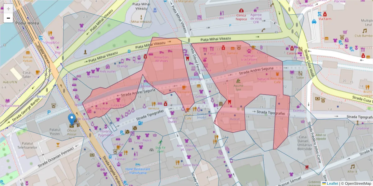 Hartă a codului poștal  și a codurilor poștale învecinate