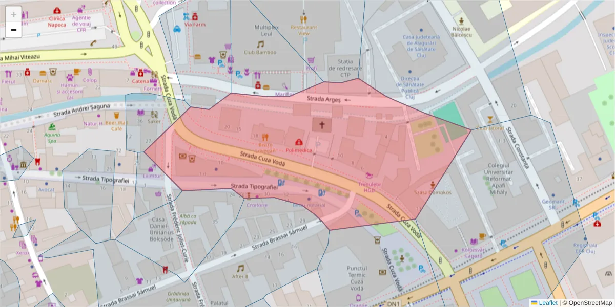 Hartă a codului poștal  și a codurilor poștale învecinate