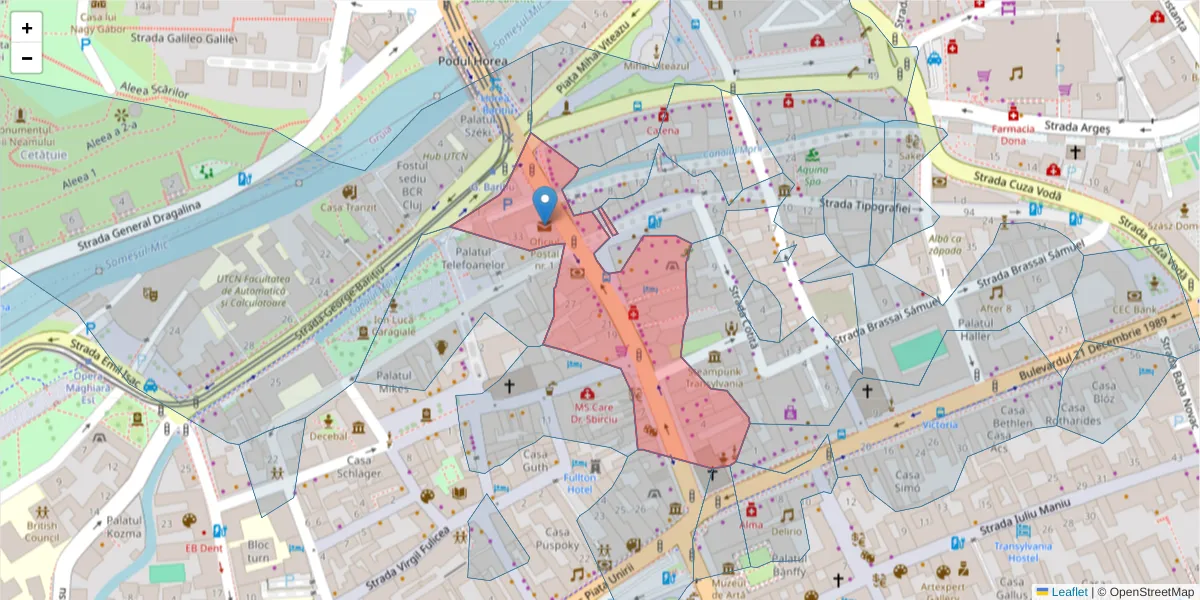 Hartă a codului poștal  și a codurilor poștale învecinate