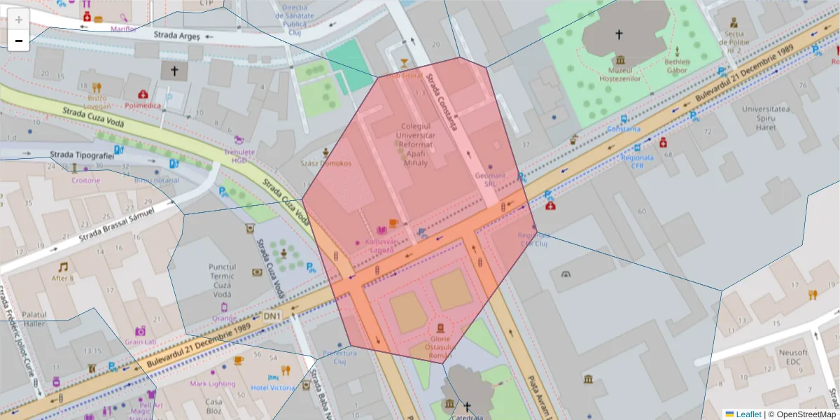 Hartă a codului poștal  și a codurilor poștale învecinate