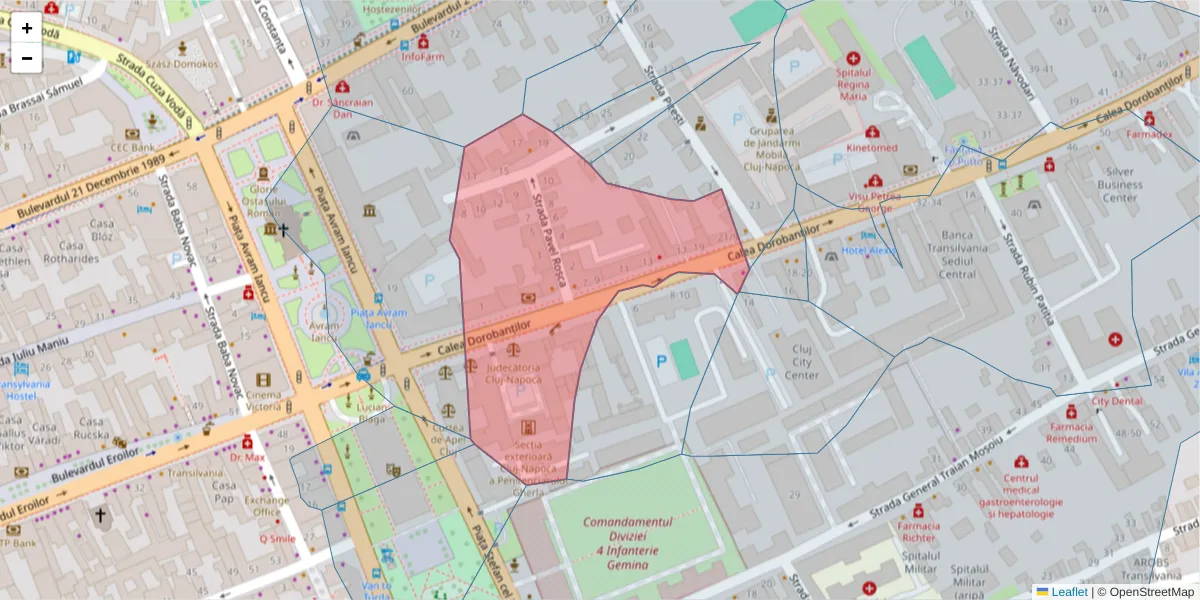 Hartă a codului poștal  și a codurilor poștale învecinate