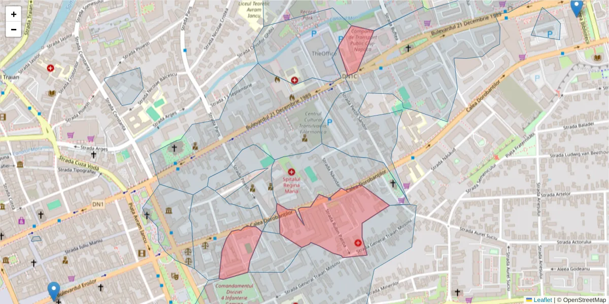 Hartă a codului poștal  și a codurilor poștale învecinate