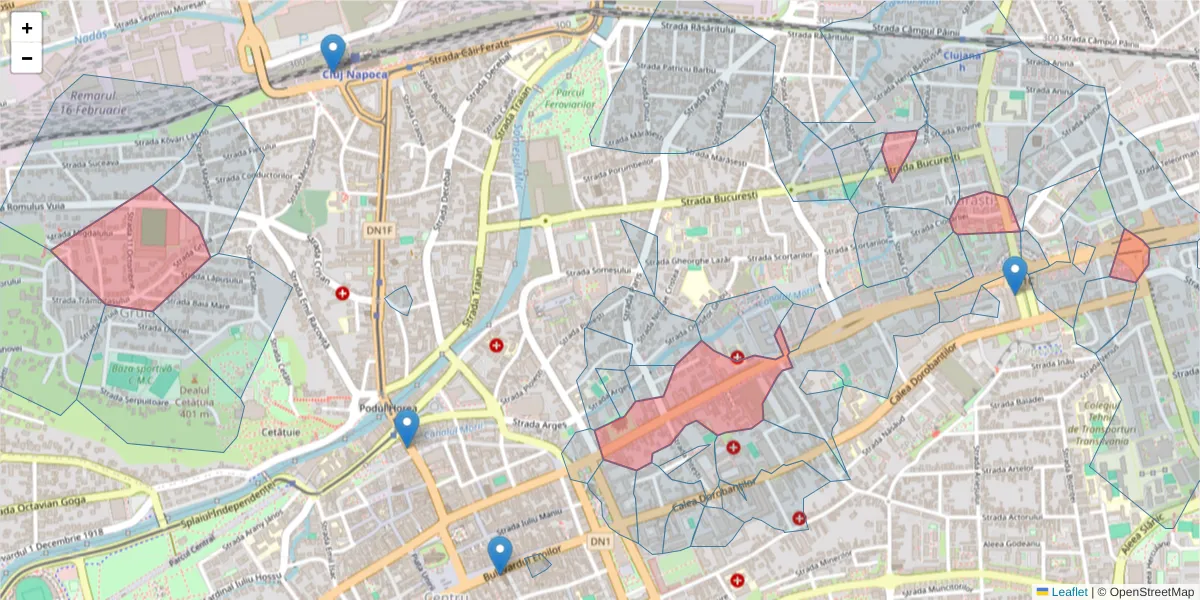 Hartă a codului poștal  și a codurilor poștale învecinate