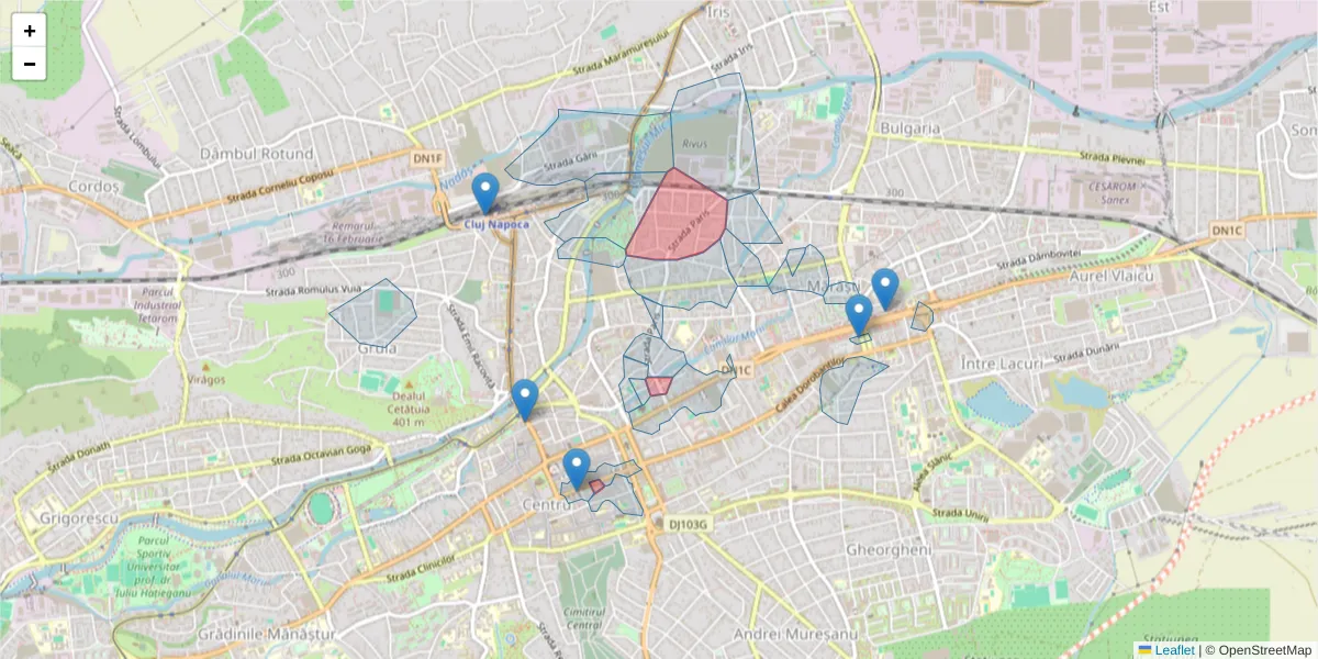 Hartă a codului poștal  și a codurilor poștale învecinate