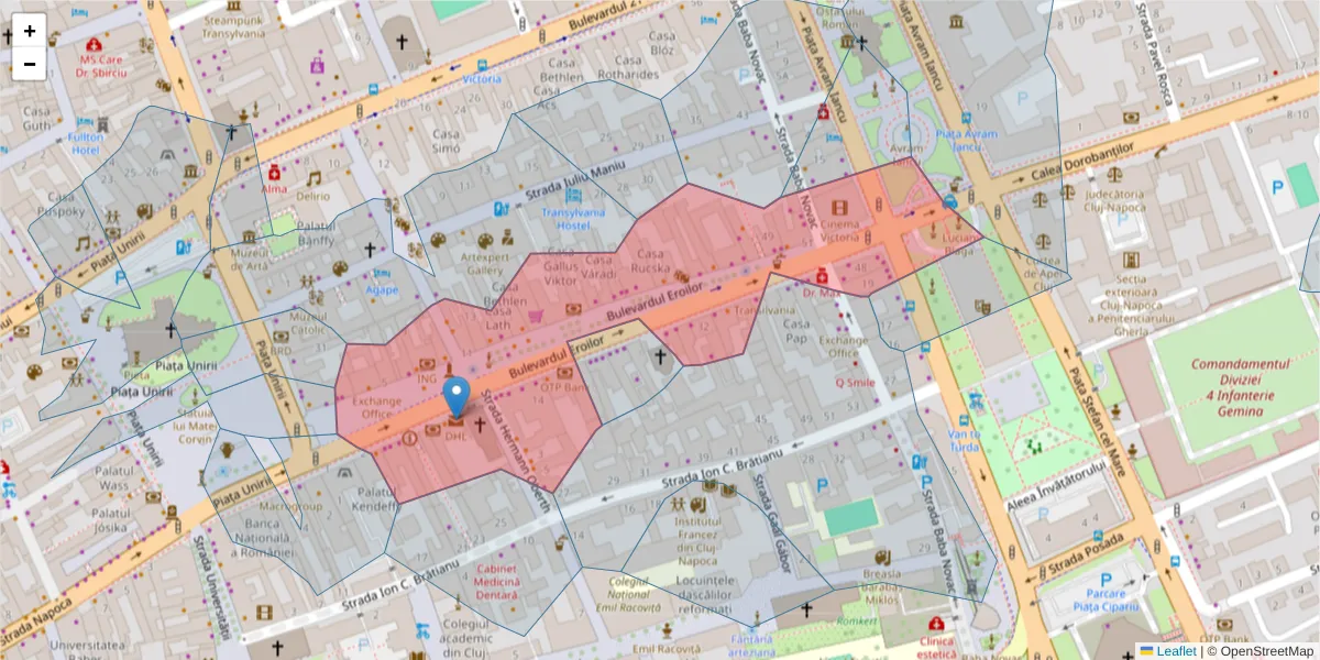 Hartă a codului poștal  și a codurilor poștale învecinate