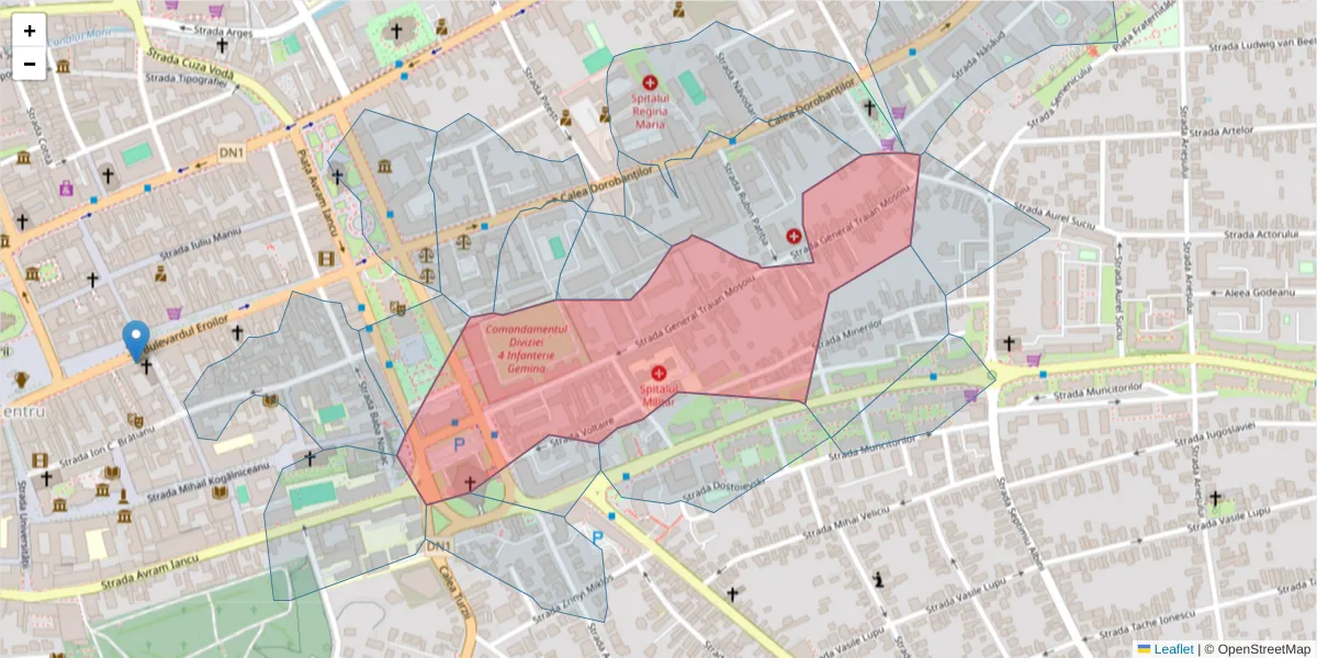 Hartă a codului poștal  și a codurilor poștale învecinate