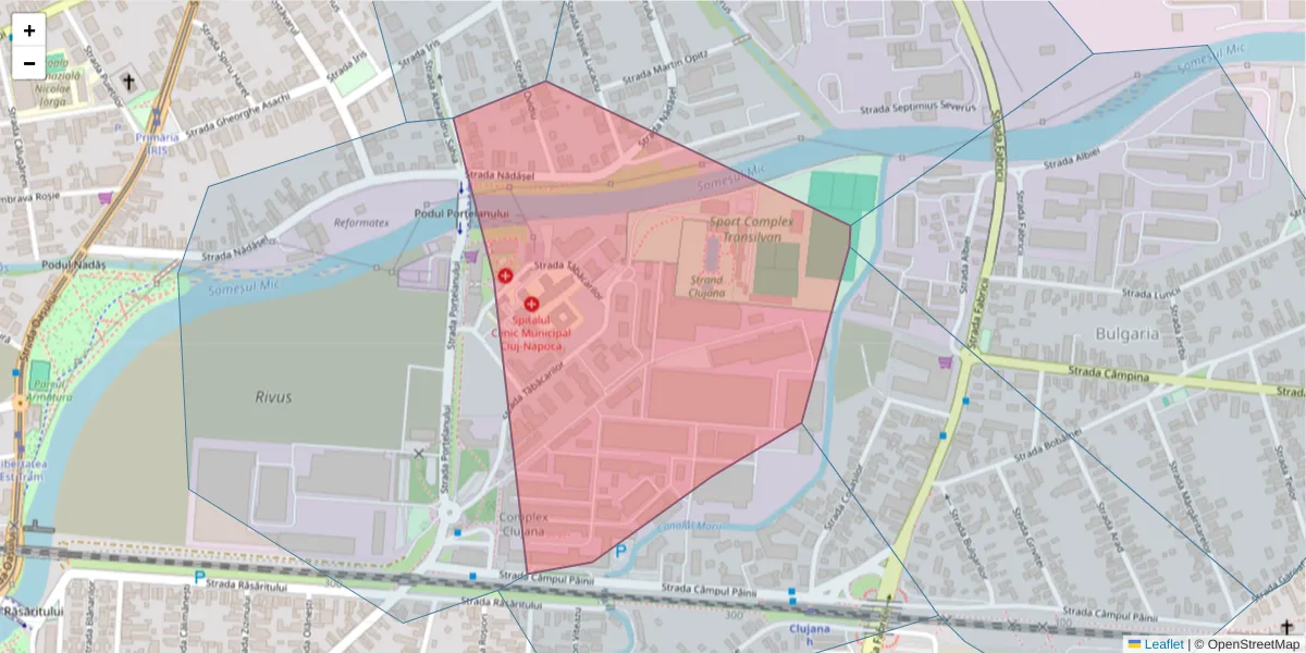 Hartă a codului poștal  și a codurilor poștale învecinate