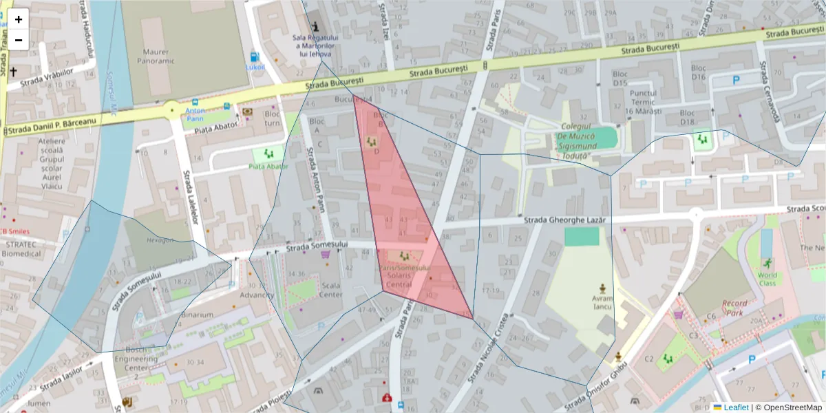 Hartă a codului poștal  și a codurilor poștale învecinate