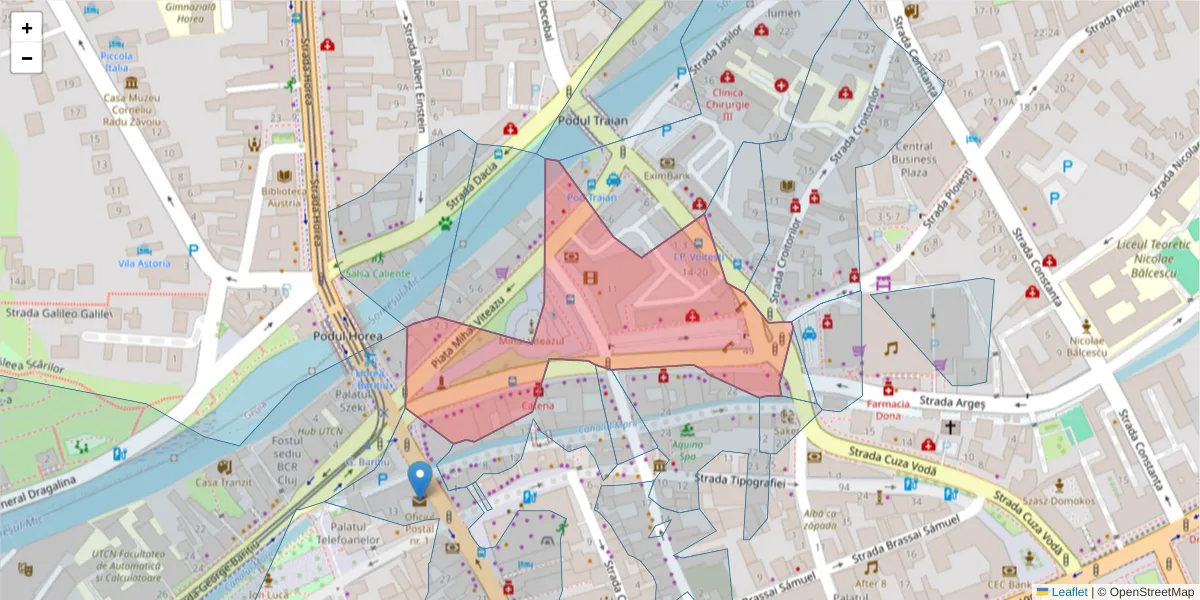Hartă a codului poștal  și a codurilor poștale învecinate