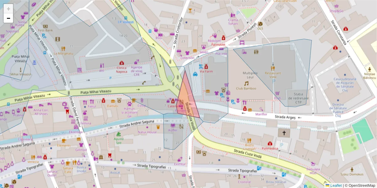 Hartă a codului poștal  și a codurilor poștale învecinate