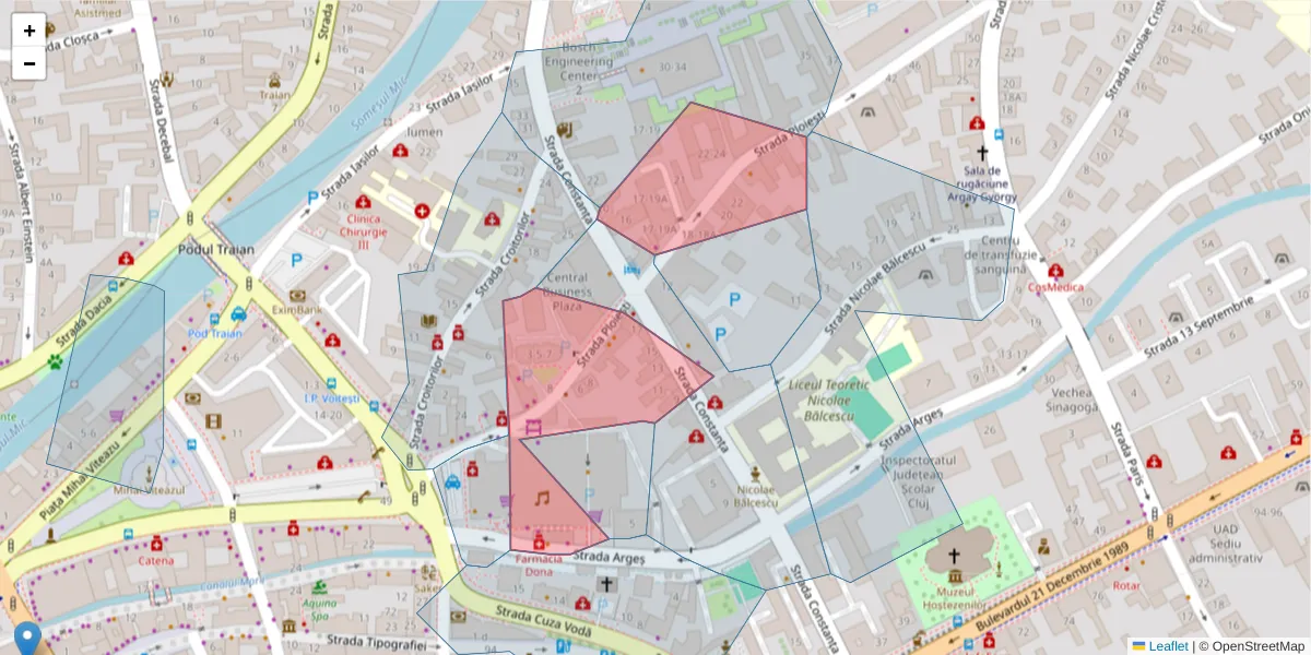 Hartă a codului poștal  și a codurilor poștale învecinate