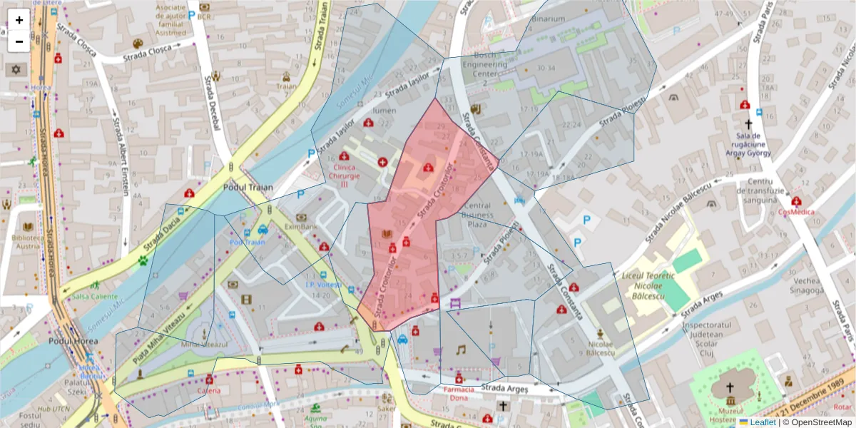 Hartă a codului poștal  și a codurilor poștale învecinate