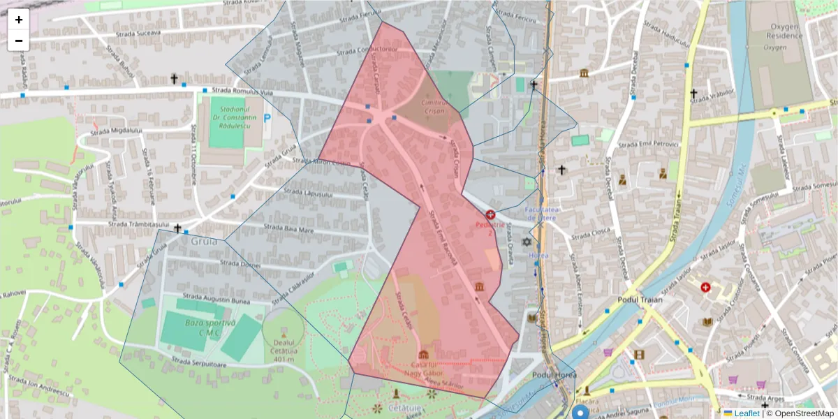 Hartă a codului poștal  și a codurilor poștale învecinate