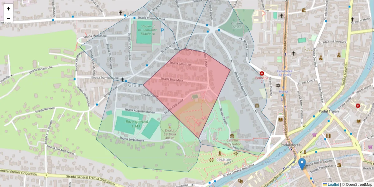 Hartă a codului poștal  și a codurilor poștale învecinate