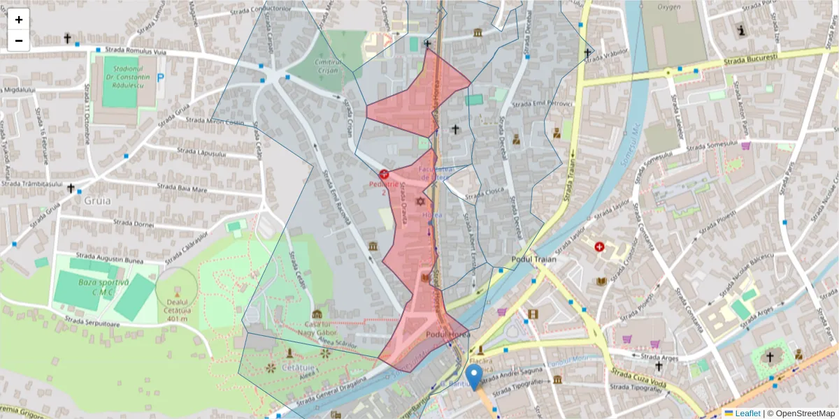 Hartă a codului poștal  și a codurilor poștale învecinate