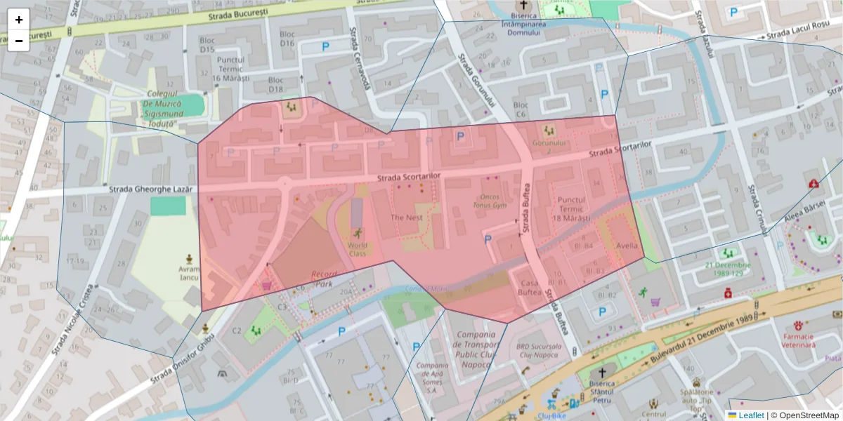 Hartă a codului poștal  și a codurilor poștale învecinate