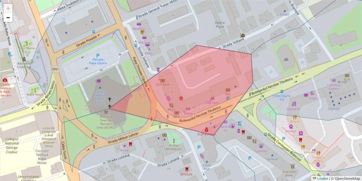 Hartă a codului poștal  și a codurilor poștale învecinate