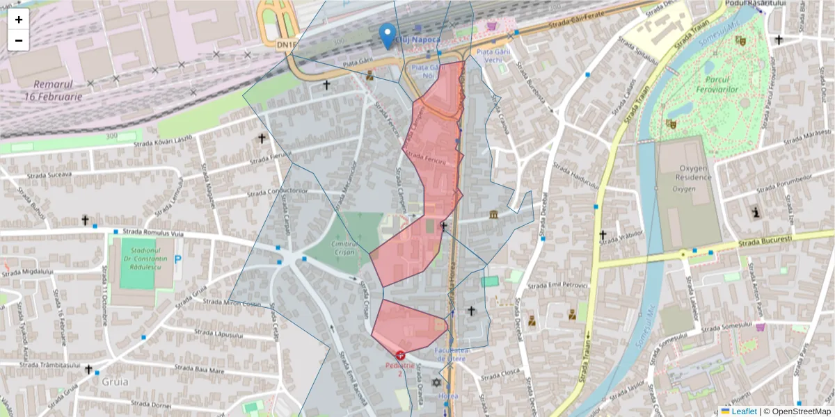 Hartă a codului poștal  și a codurilor poștale învecinate