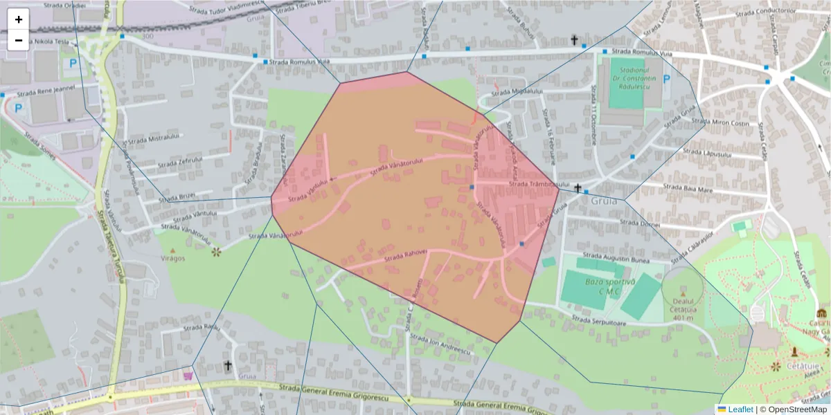 Hartă a codului poștal  și a codurilor poștale învecinate