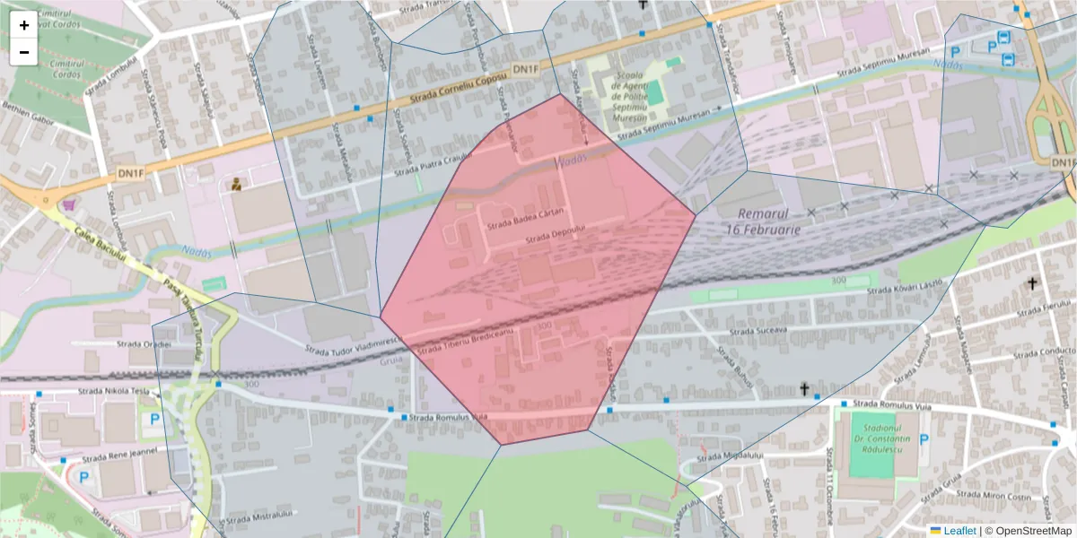 Hartă a codului poștal  și a codurilor poștale învecinate