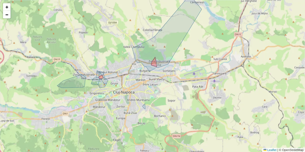 Hartă a codului poștal  și a codurilor poștale învecinate