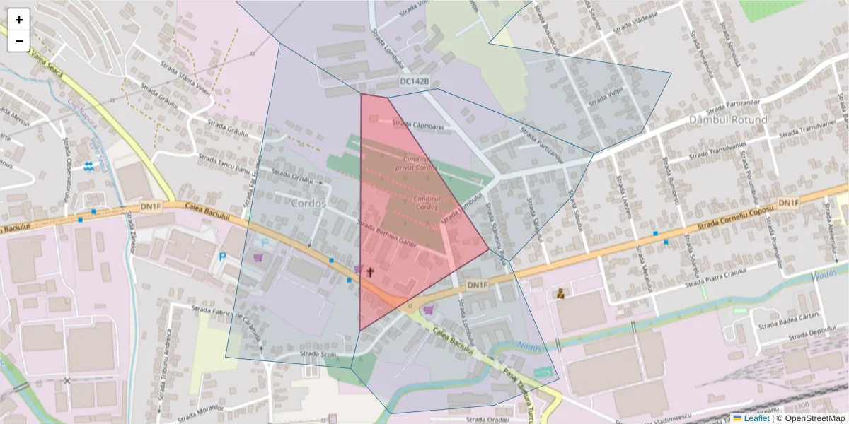 Hartă a codului poștal  și a codurilor poștale învecinate