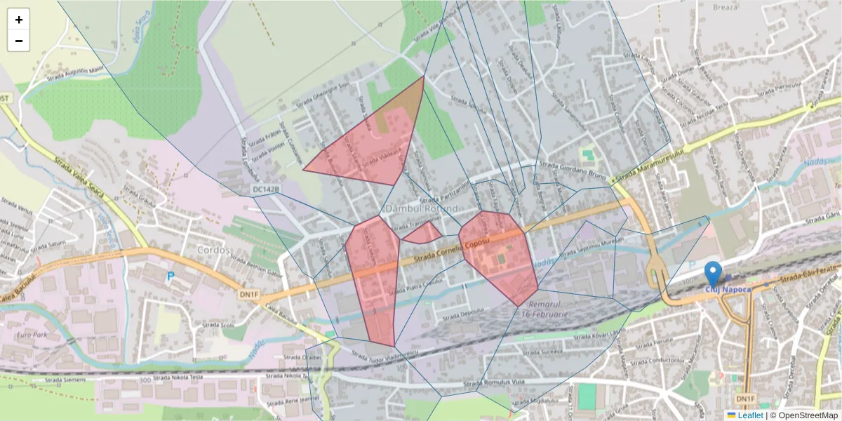 Hartă a codului poștal  și a codurilor poștale învecinate