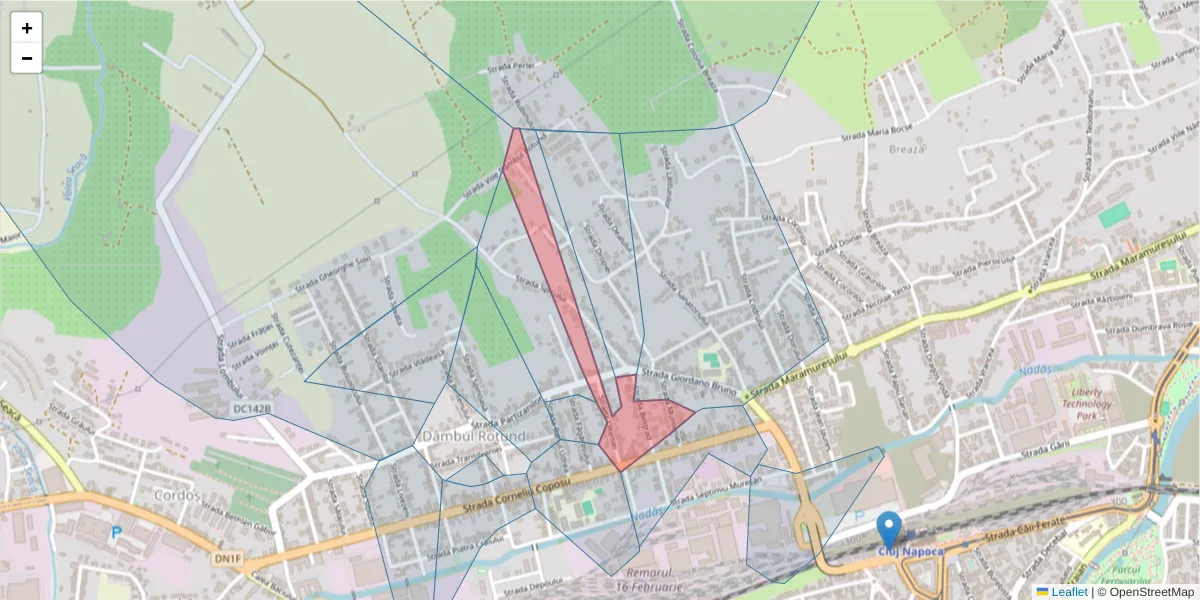 Hartă a codului poștal  și a codurilor poștale învecinate