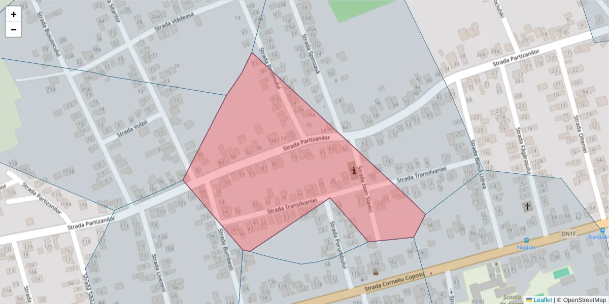 Hartă a codului poștal  și a codurilor poștale învecinate