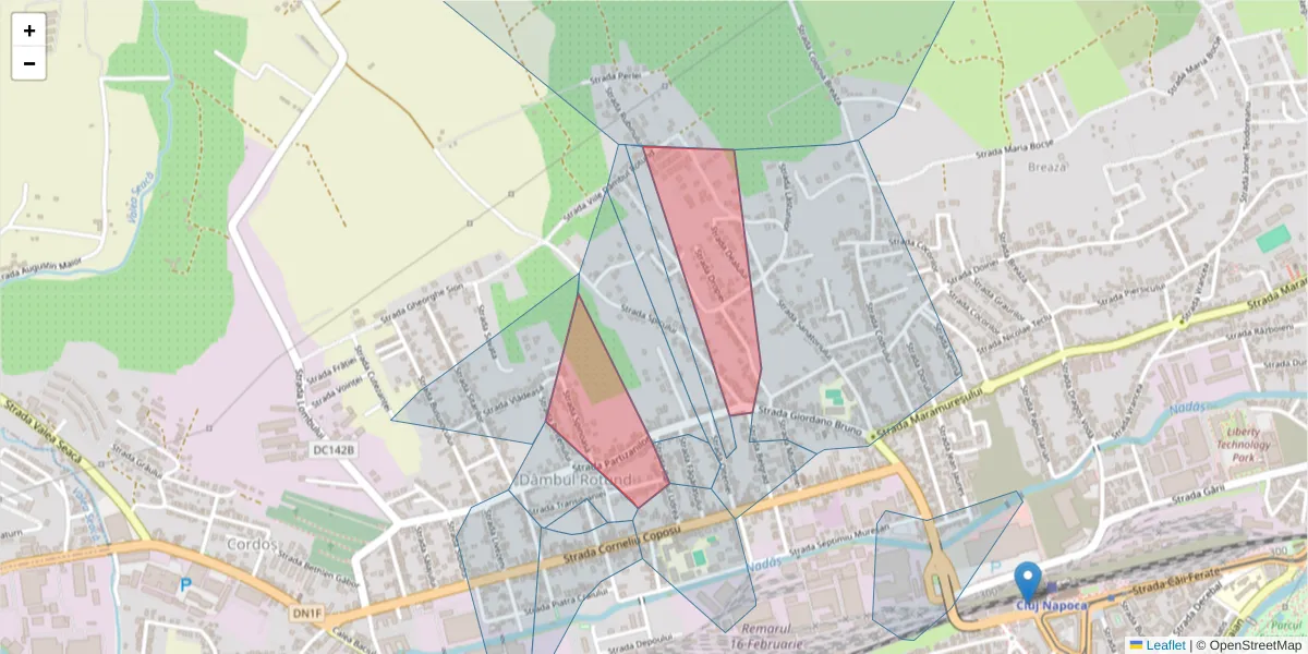 Hartă a codului poștal  și a codurilor poștale învecinate