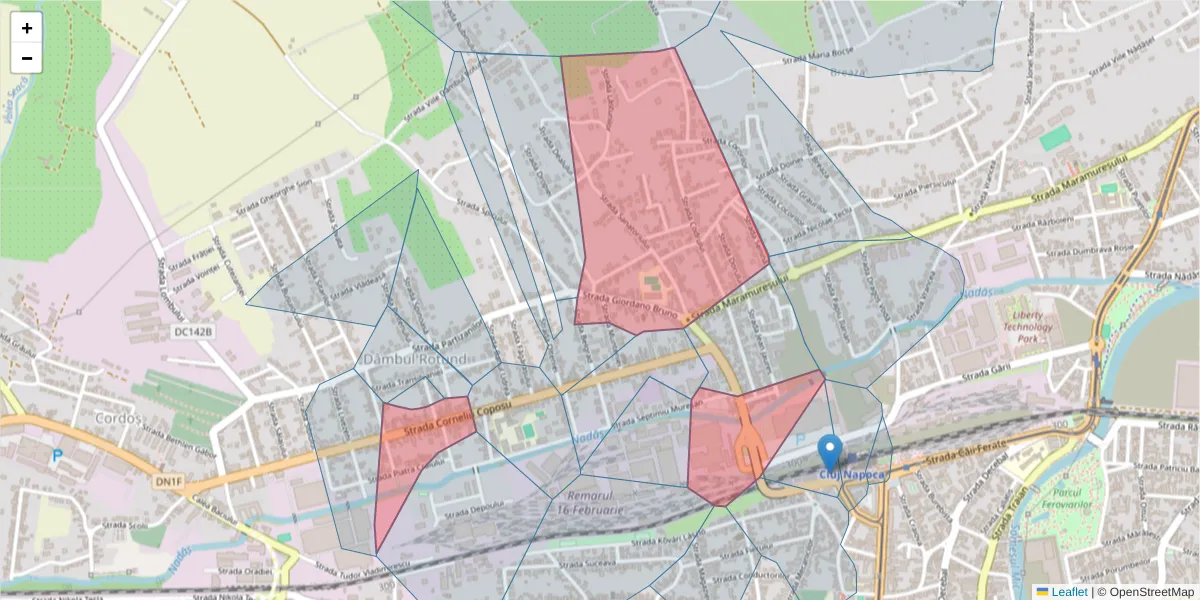 Hartă a codului poștal  și a codurilor poștale învecinate