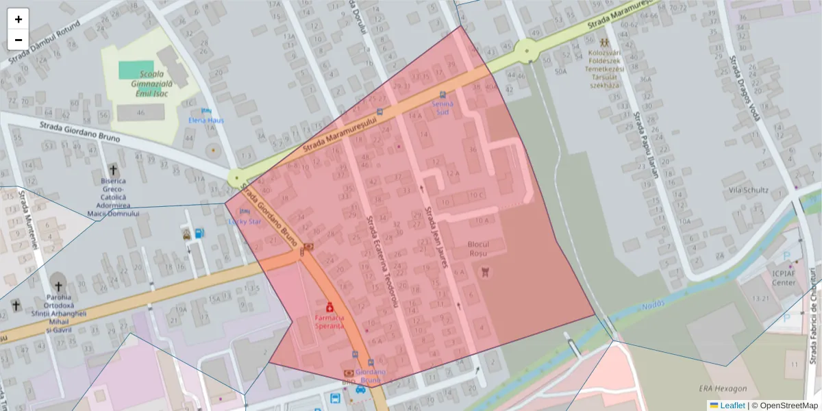 Hartă a codului poștal  și a codurilor poștale învecinate