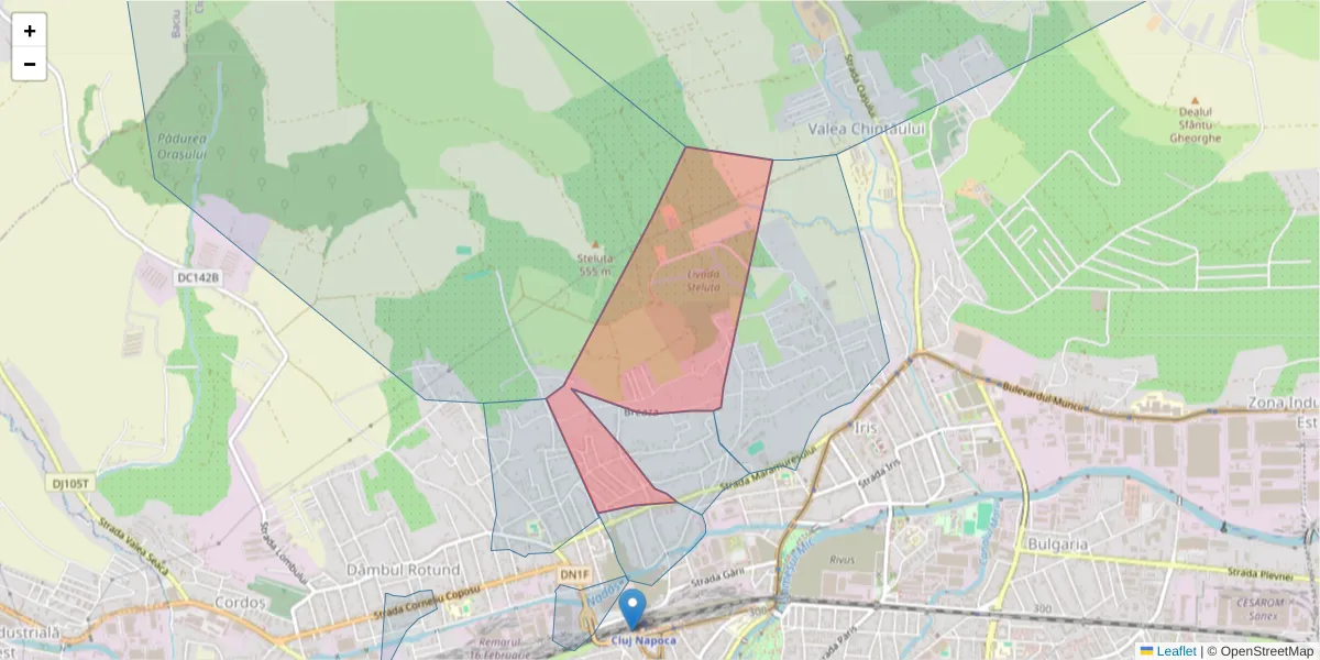 Hartă a codului poștal  și a codurilor poștale învecinate