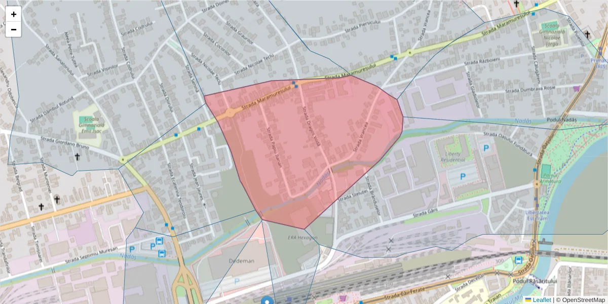 Hartă a codului poștal  și a codurilor poștale învecinate