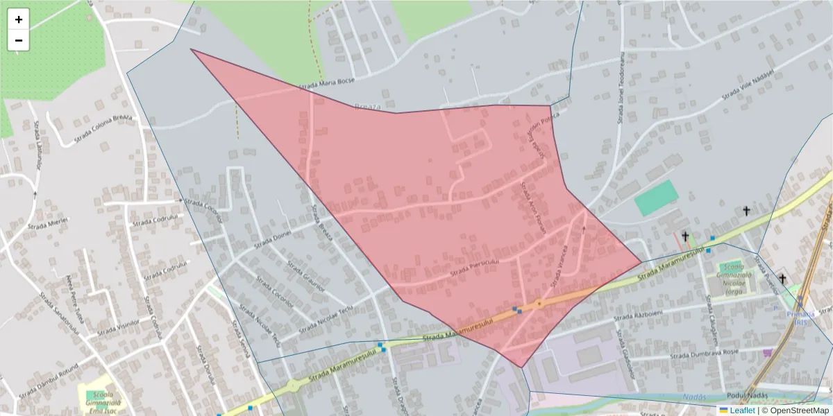 Hartă a codului poștal  și a codurilor poștale învecinate