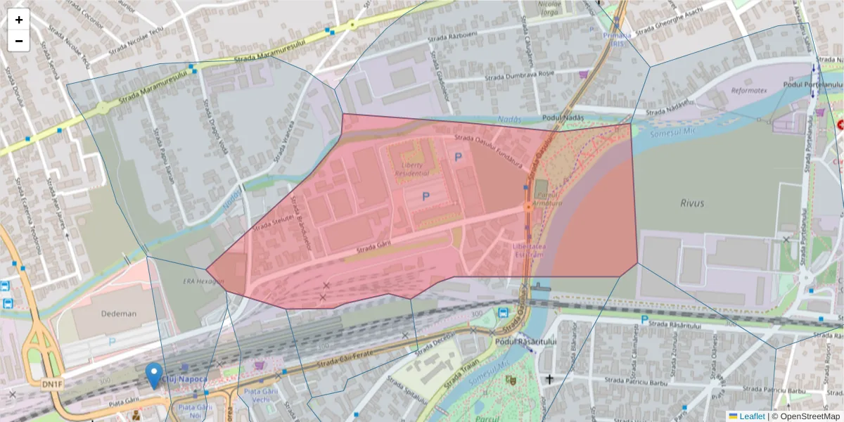 Hartă a codului poștal  și a codurilor poștale învecinate