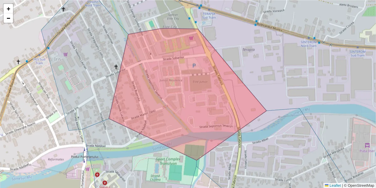 Hartă a codului poștal  și a codurilor poștale învecinate