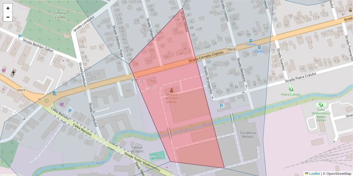 Hartă a codului poștal  și a codurilor poștale învecinate