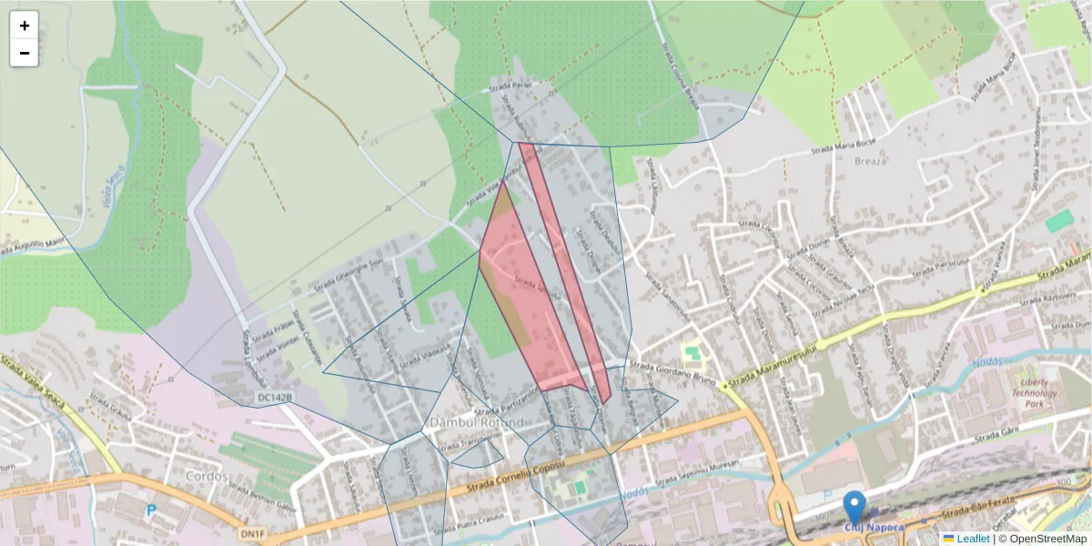 Hartă a codului poștal  și a codurilor poștale învecinate