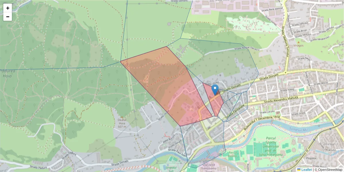 Hartă a codului poștal  și a codurilor poștale învecinate