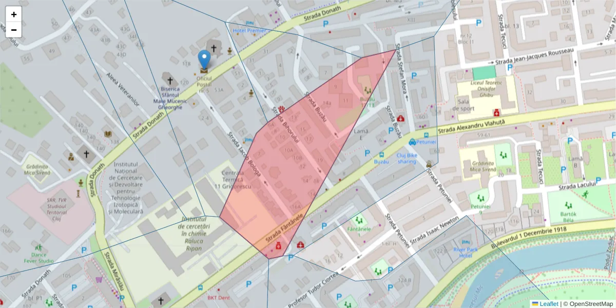 Hartă a codului poștal  și a codurilor poștale învecinate