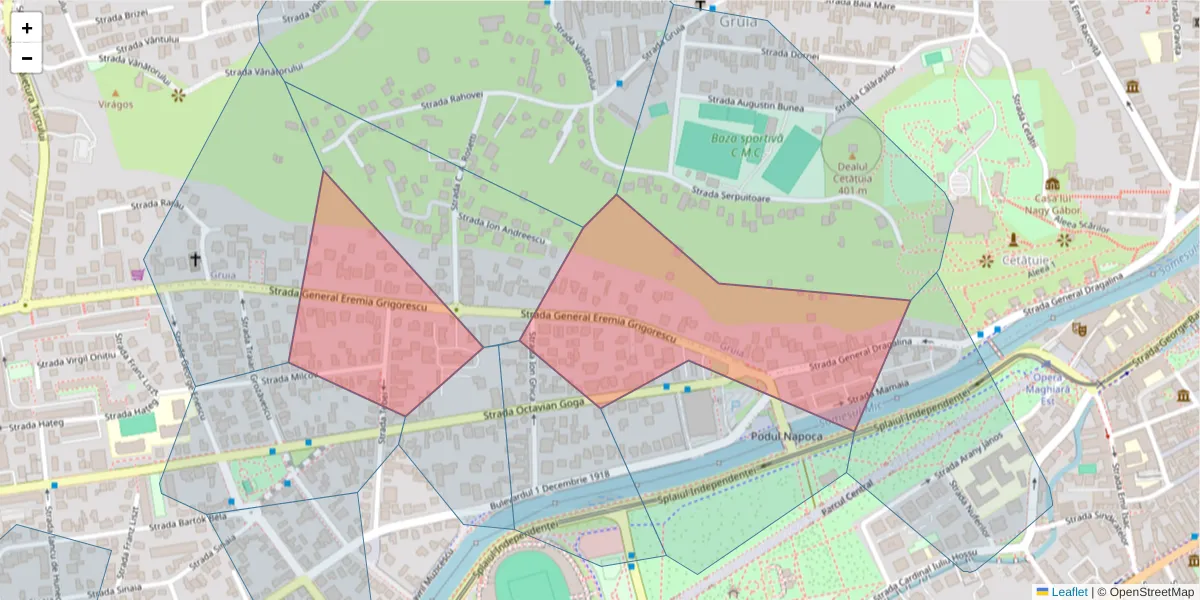 Hartă a codului poștal  și a codurilor poștale învecinate