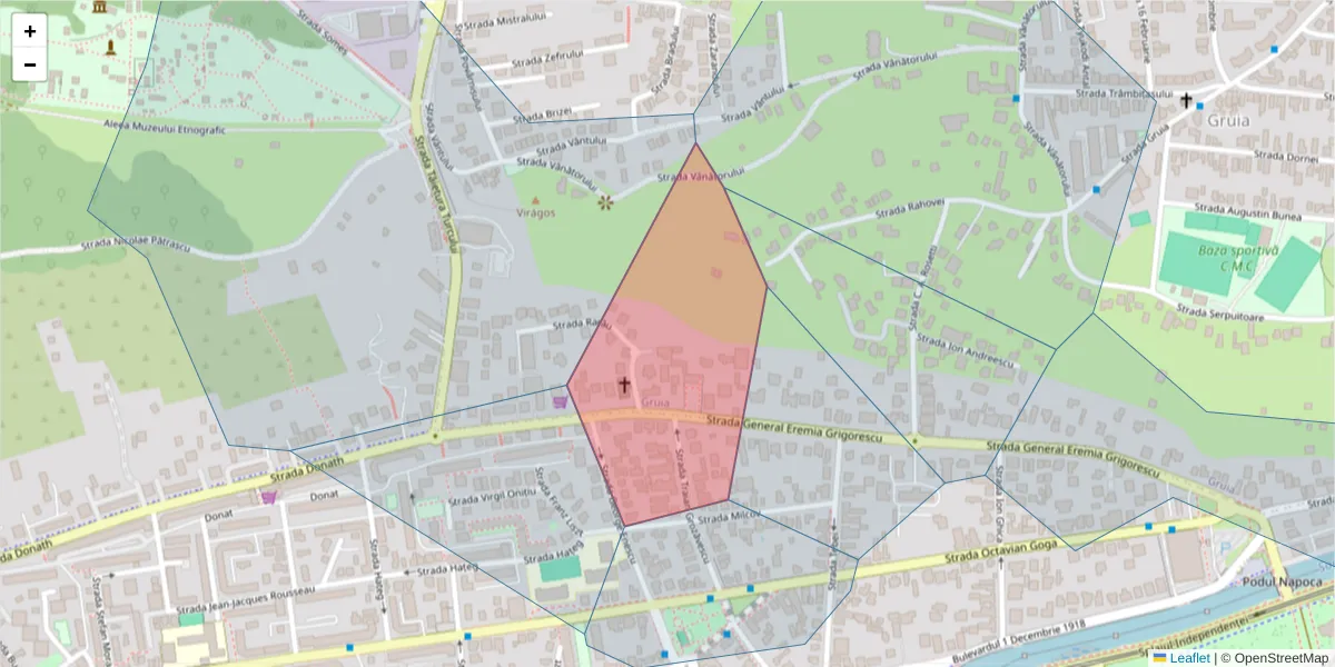 Hartă a codului poștal  și a codurilor poștale învecinate