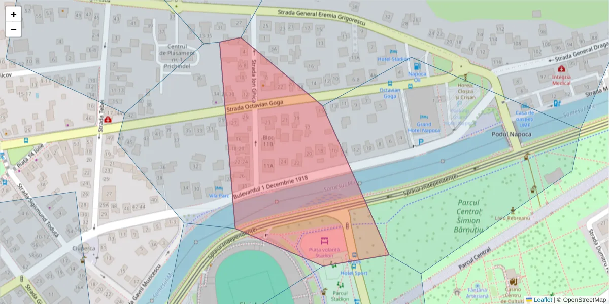Hartă a codului poștal  și a codurilor poștale învecinate