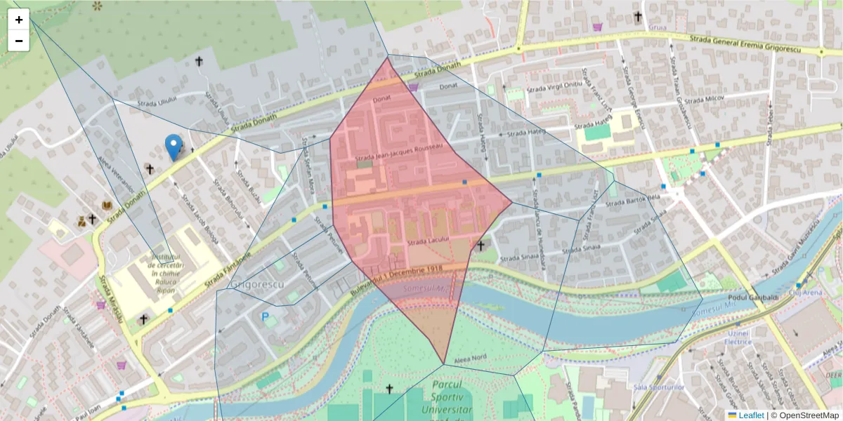 Hartă a codului poștal  și a codurilor poștale învecinate